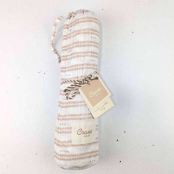 Crane Baby Rust/Mauve/Gray Swaddle Blanket - 47" x 47" - Picture 1 of 4